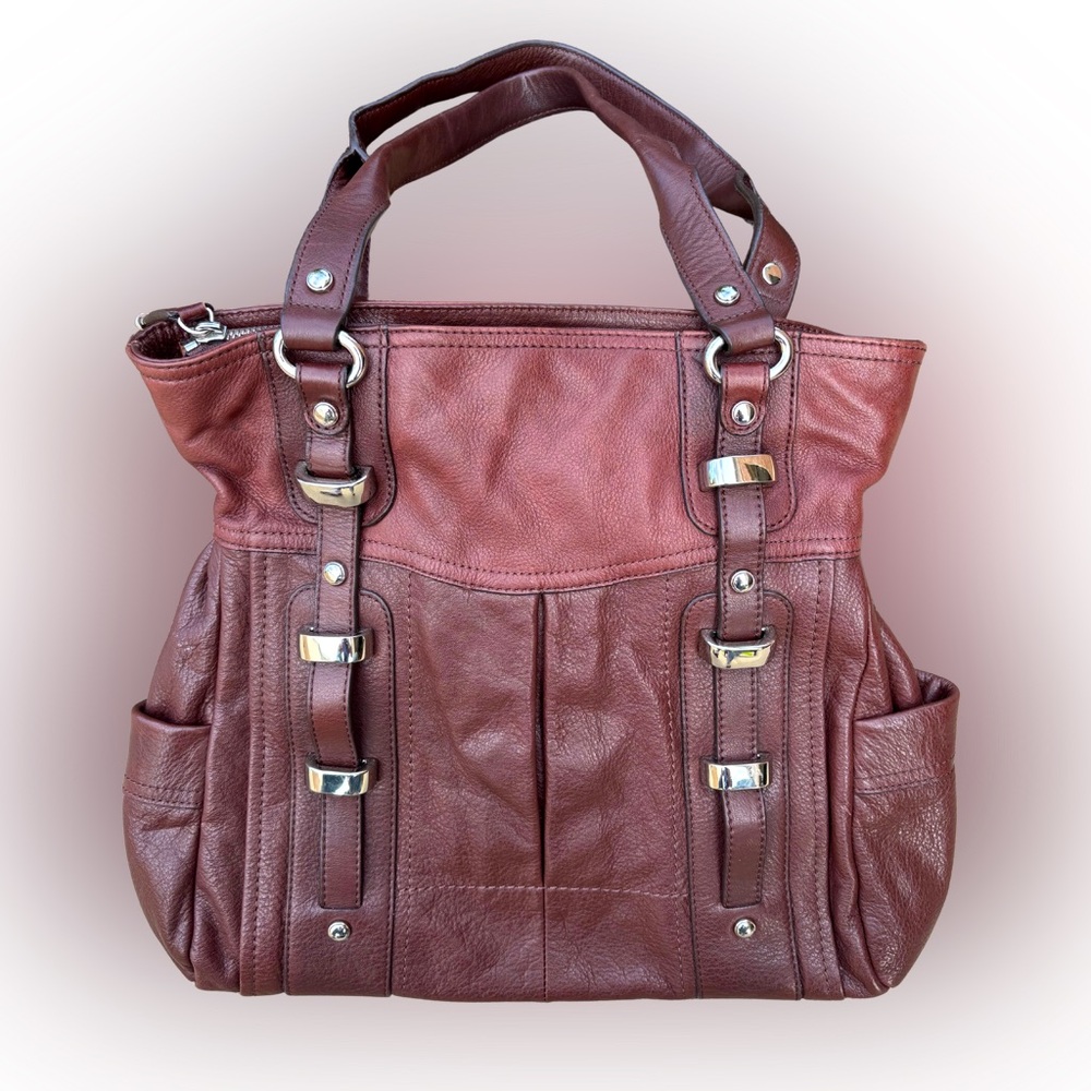 👜 B. Makowsky Genuine Leather Tote – Rich Brown with Leopard Lining 🐆